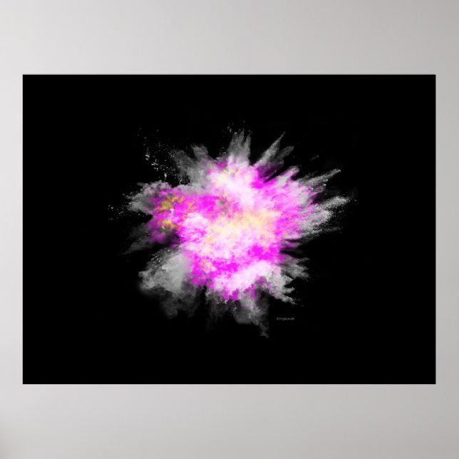 Awesome Powder Paint Explosion Pink Yellow White Poster (Front)