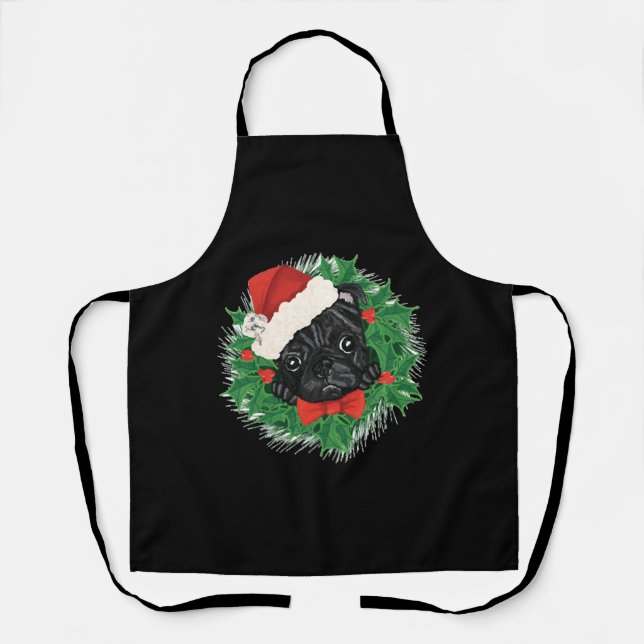 Awesome Pug Christmas Shirt Apron (Front)