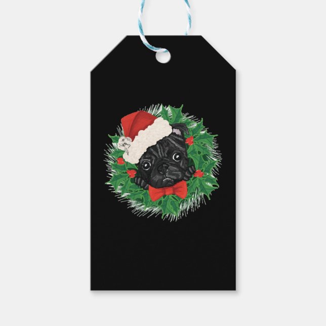 Awesome Pug Christmas Shirt Gift Tags (Front)