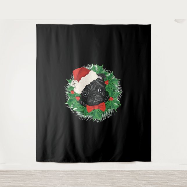Awesome Pug Christmas Shirt Tapestry (Front)