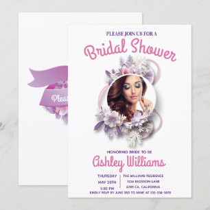 Awesome Purple Floral Photo Template Bridal Shower