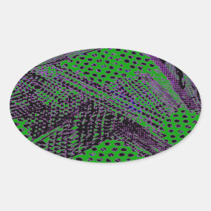 Awesome Purple Green Abstract Architectural Design Oval Sticker