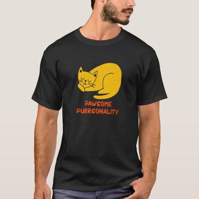 Awesome Purrsonality  Cat Pun Cute Feline Mom Dad T-Shirt (Front)