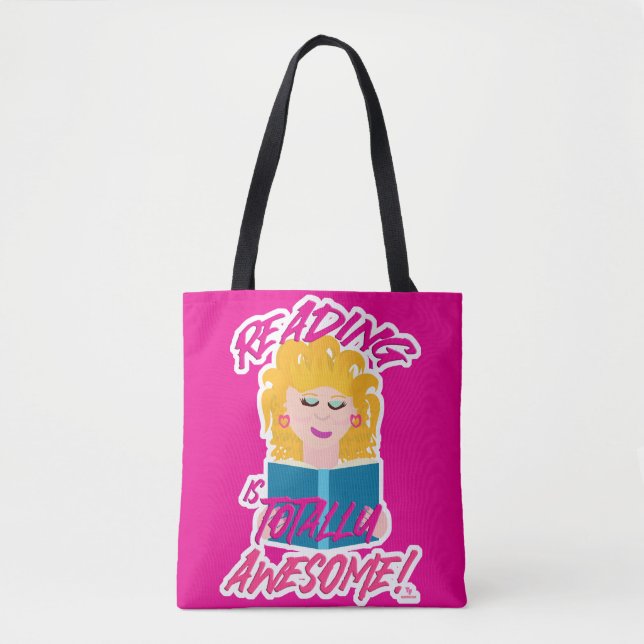  Awesome Reading Book Totally Eighties Art Tote Bag (Front)