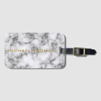Awesome Realistic white marble pattern Monogram Luggage Tag