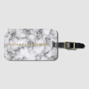 Awesome Realistic white marble pattern Monogram Luggage Tag
