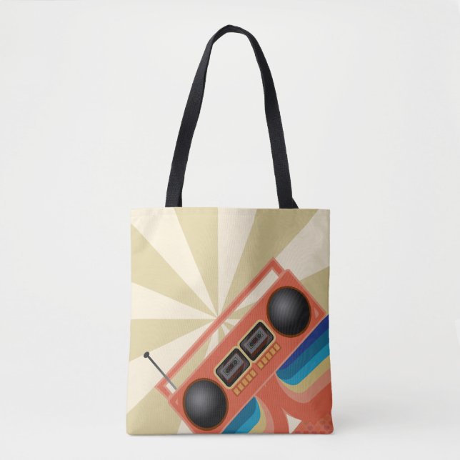 Awesome Red Boom Box Tote Bag (Front)