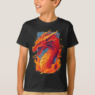 Awesome red fire dragon costume with flames T-Shirt