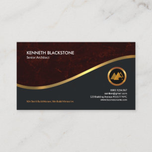 Awesome Red Grunge Faux Gold Wave CEO Architect Business Card