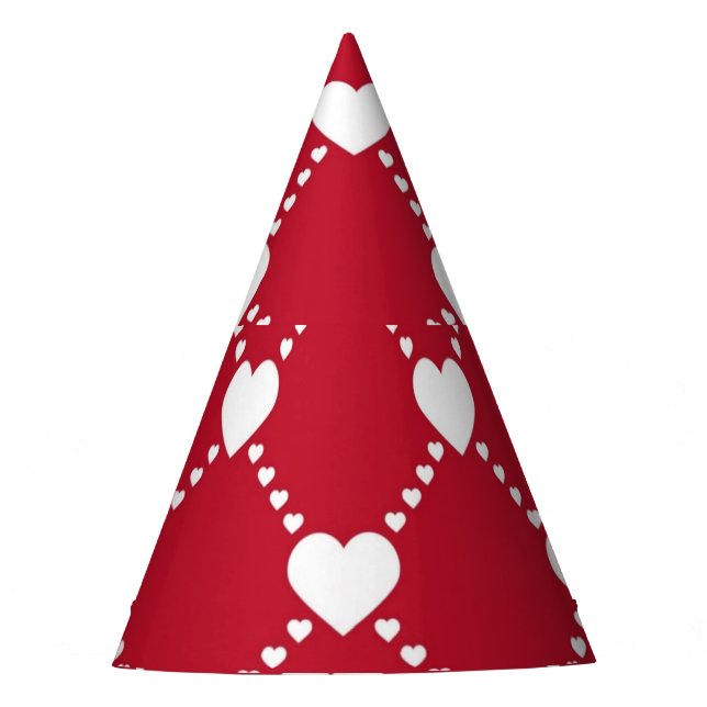 awesome red hearts party hat (Front)