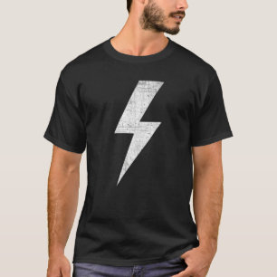 Awesome Retro Distressed WHITE Lightning Bolt T-Shirt