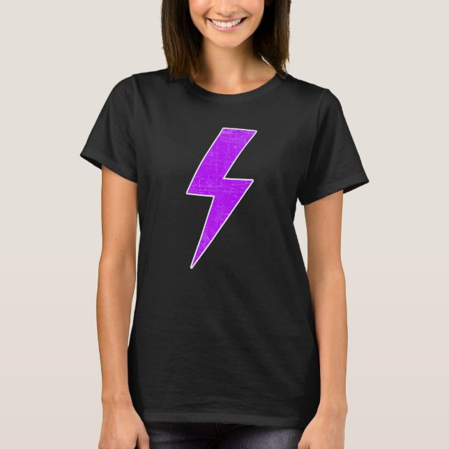 Awesome Retro Front & Back PURPLE & WHITE Lightnin T-Shirt (Front)
