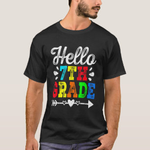 Awesome Retro Hello 7th Grade Teacher Student Squa T-Shirt