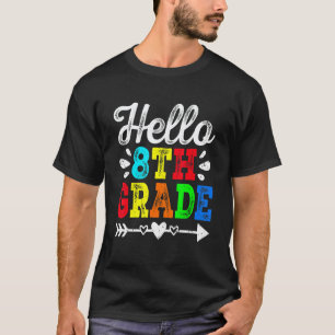Awesome Retro Hello 8th Grade Teacher Student Squa T-Shirt