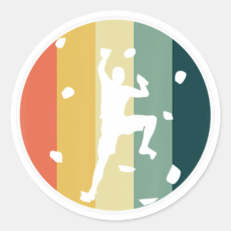 Awesome Retro Wall Climber Rock Mountain Climbing  Classic Round Sticker