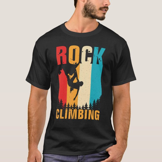 Awesome Rock Climbing Retro Mountain Climber Hiker T-Shirt (Front)