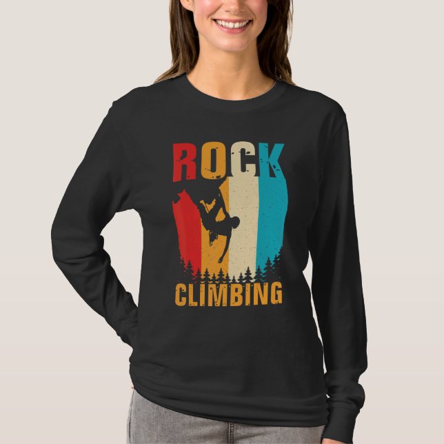 Awesome Rock Climbing Retro Mountain Climber Hiker T-Shirt (Front)