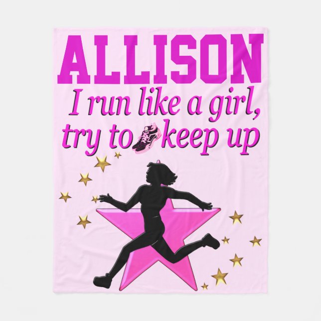 AWESOME RUN LIKE A GIRL FLEECE BLANKET (Front)