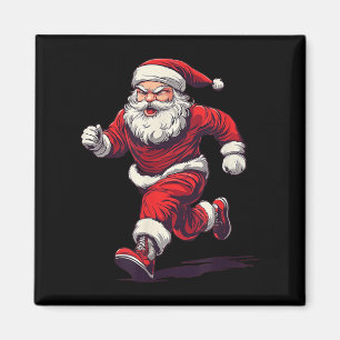 Awesome Running Santa Outfit For Jogging And Xmas Magnet