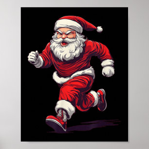 Awesome Running Santa Outfit For Jogging And Xmas  Poster