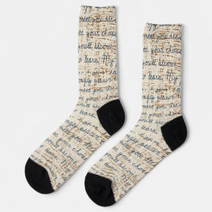 Awesome rustic wood Script text Seamless  Socks