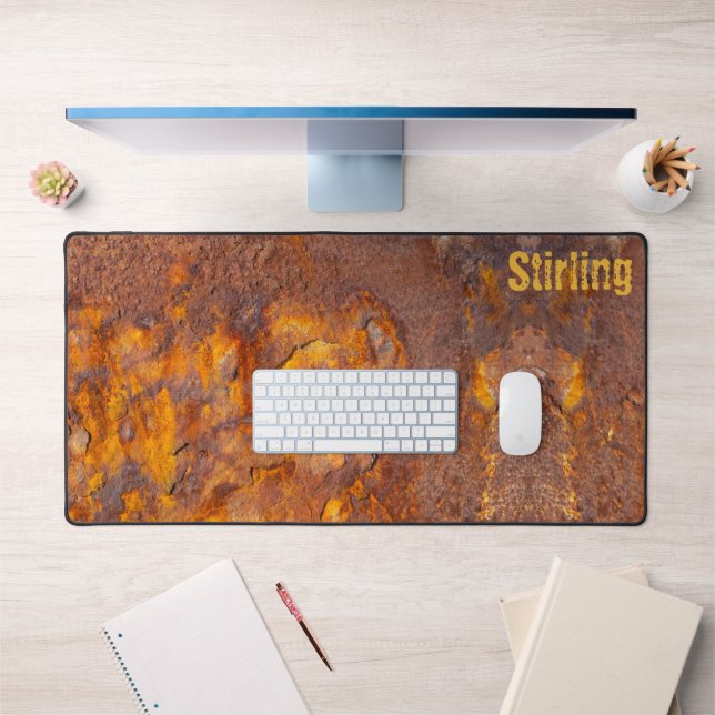 Awesome Rusty Iron Custom Name Desk Mat (Office 1)