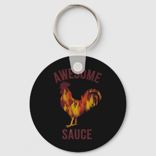 Awesome Sauce Rooster Chicken Sauce Men Women Pet Key Ring