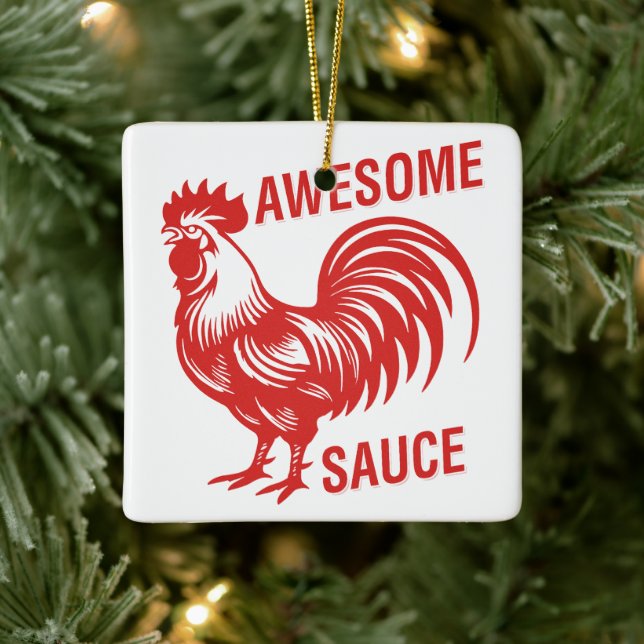 Awesome Sauce Rooster Funny Ceramic Ornament (Tree)