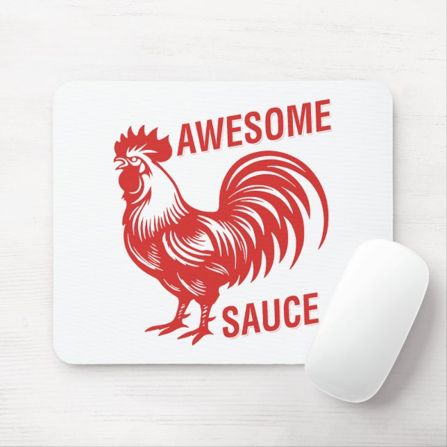 Awesome Sauce Rooster Funny Mouse Pad (With Mouse)