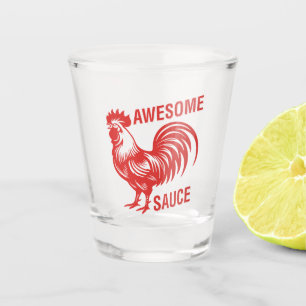 Awesome Sauce Rooster Funny Shot Glass