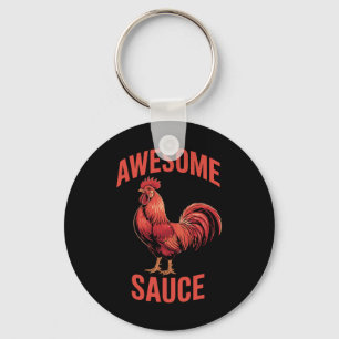Awesome Sauce Rooster Shirt Funny Chicken Humour V Key Ring