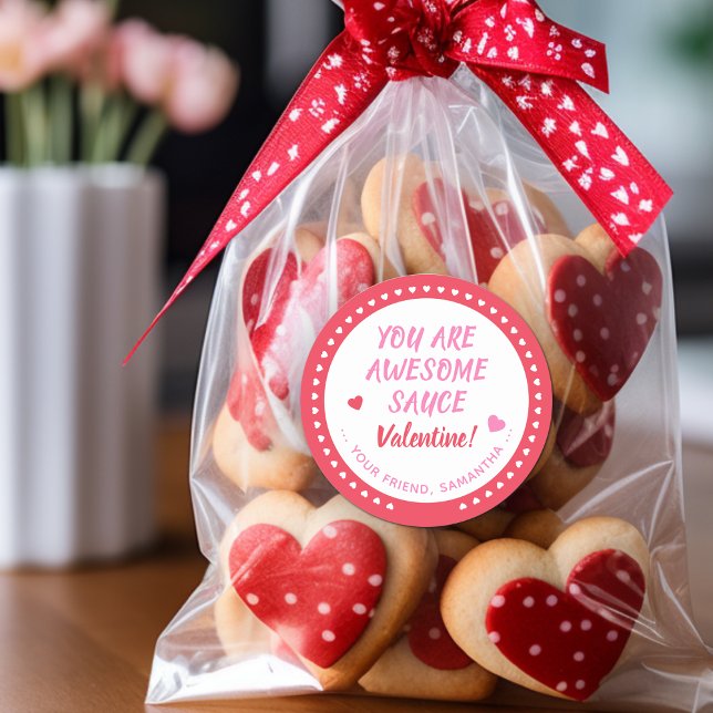 Awesome Sauce Valentine Favour Classic Round Sticker (Awesome Sauce Valentine Favor Classic Round Sticker)