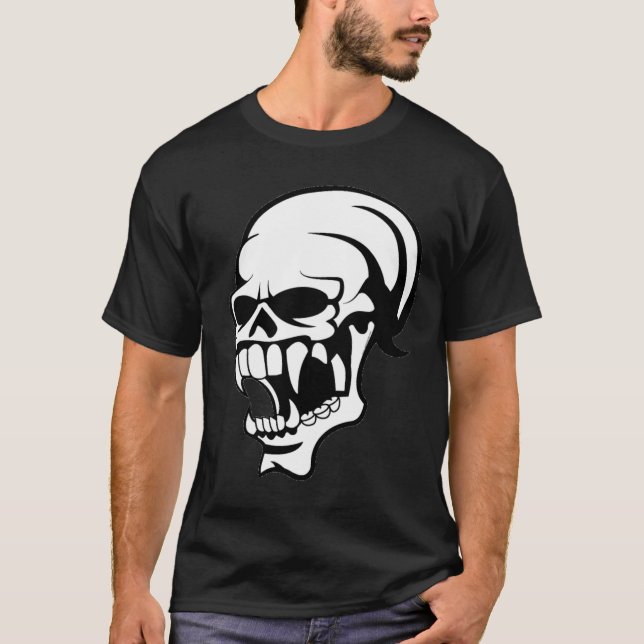 Awesome Scary skull B & W Print - Shirt (Front)