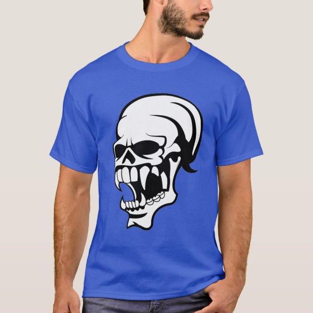 Awesome Scary skull B & W Print - Shirt (Front)