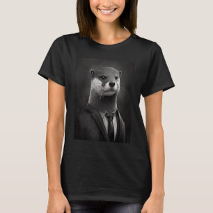 Awesome Sea Otter Animal Cool Otter In Black Suit T-Shirt