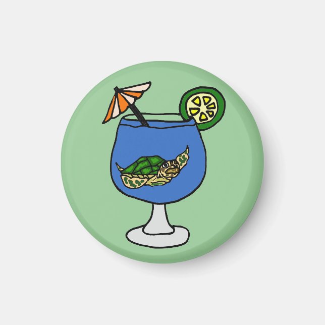 Awesome Sea Turtle in Margarita Magnet (Front)