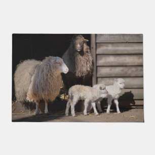 Awesome Sheep with Lambs Animal Photograph Doormat