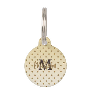 Awesome shining faux glitter gold polka dots pet tag
