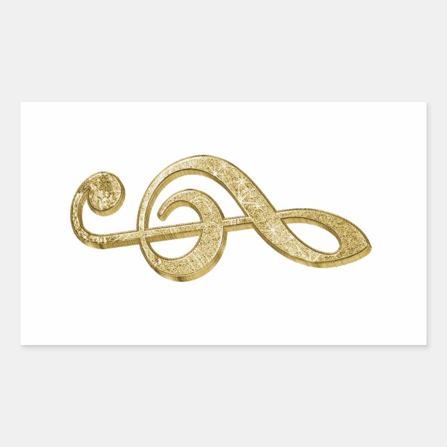 Awesome shining gold bar effects treble clef music rectangular sticker (Front)