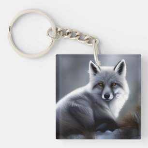 Awesome Silver Fox Key Ring