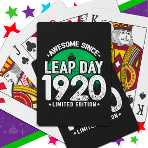 Awesome Since 1920 Leap Year Day Feb 29 Birthday Playing Cards