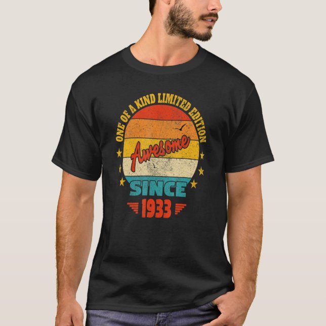 Awesome Since 1933  Vintage 89th Birthday T-Shirt (Front)