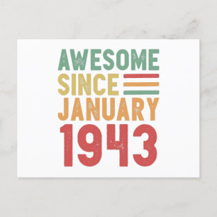 Awesome Since 1943 80th Birthday Vintage Gift Postcard