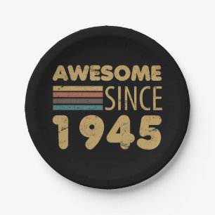 Awesome Since 1945 80th Birthday Paper Plate