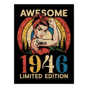 Awesome Since 1946 Retro 80th Women's Birthday   Poster