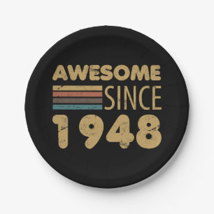 Awesome Since 1948 75th Birthday Paper Plate