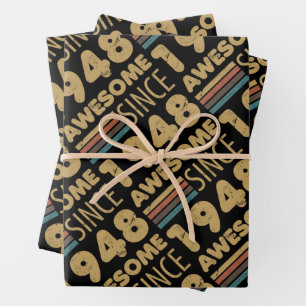 Awesome Since 1948 75th Birthday Wrapping Paper Sheet
