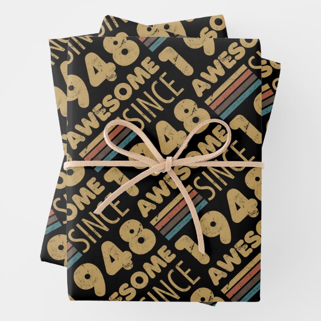 Awesome Since 1948 75th Birthday Wrapping Paper Sheet (In situ)