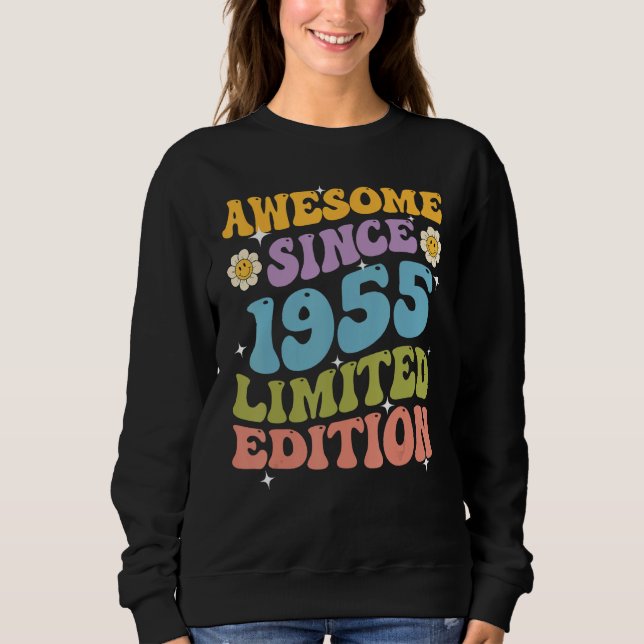 Awesome Since 1955 Retro Groovy Shirt Gifts For Wo (Front)