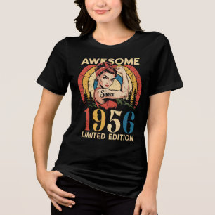 Awesome Since 1956 Vintage 70th Women's Birthday   Tri-Blend Shirt